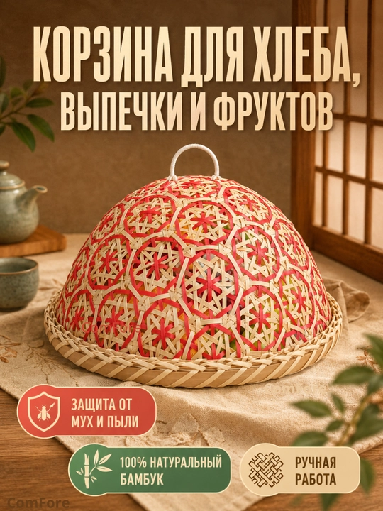 Хлебница из бамбука с крышкой, корзина для хлеба, контейнер для выпечки и фруктов, посуда