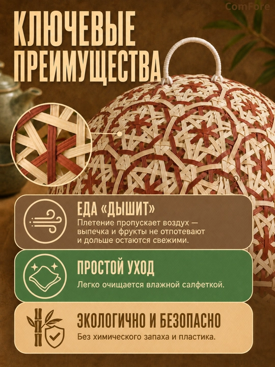 Хлебница из бамбука с крышкой, корзина для хлеба, контейнер для выпечки и фруктов, посуда