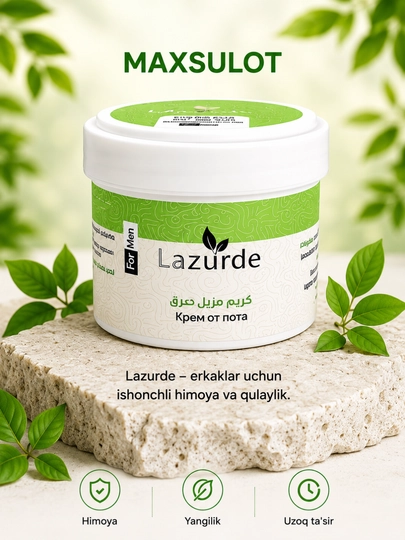 Lazurde ayollar uchun dezodorant, ter hidiga qarshi antiperspirant krem, 50 gr