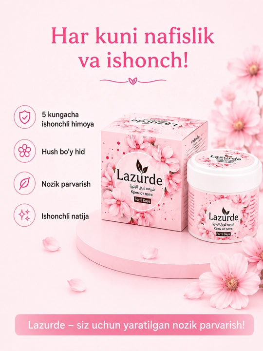 Lazurde Ayollar uchun dezodorant, ter hidiga qarshi antiperspirant krem, 50 gr