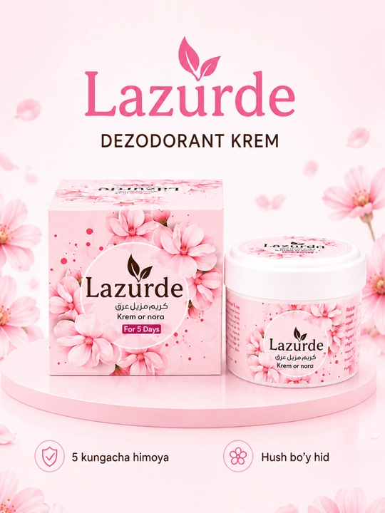 Lazurde Ayollar uchun dezodorant, ter hidiga qarshi antiperspirant krem, 50 gr