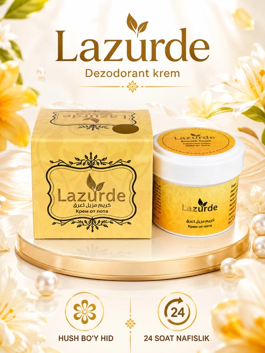 Lazurde Ayollar uchun dezodorant, ter hidiga qarshi antiperspirant krem, 50 gr