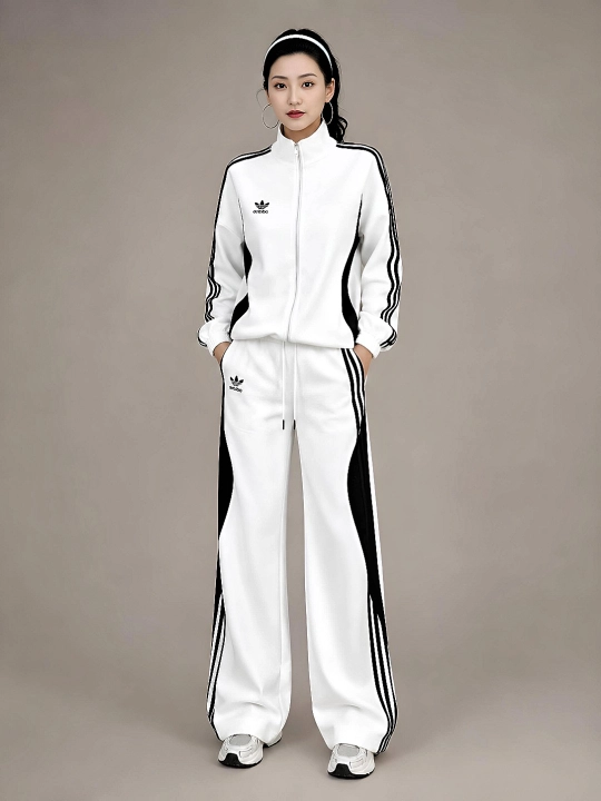 Ayollar sport kostyumi troyka, 3 qismli sportivka, keng shimli
