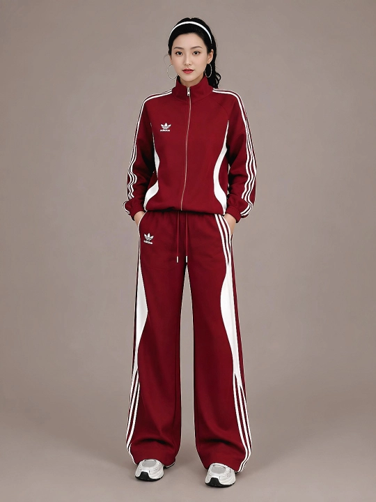 Ayollar sport kostyumi troyka, 3 qismli sportivka, keng shimli