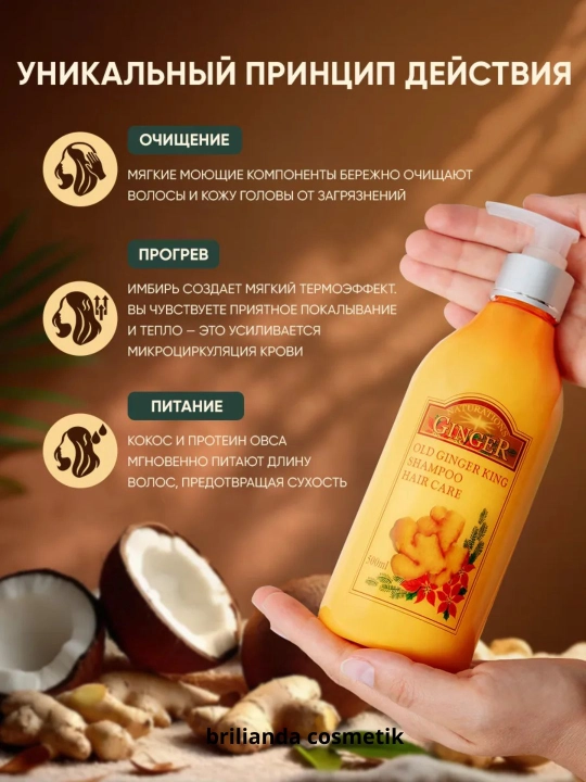 Ginger Old Ginger King Shampoo 500 мл – Шампунь для ухода за волосами с экстрактом имбиря - 