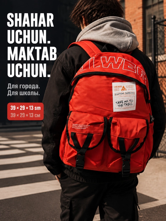 LUOLUWEB maktab va shahar uchun ryukzak, 39×29×13 sm - 