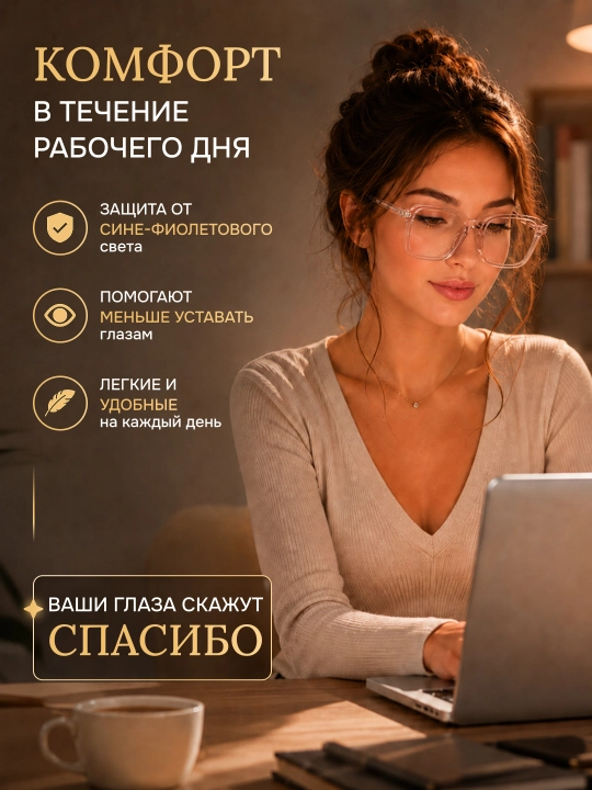 Очки для компьютера с защитой от синего света — антибликовые, для работы и комфорта