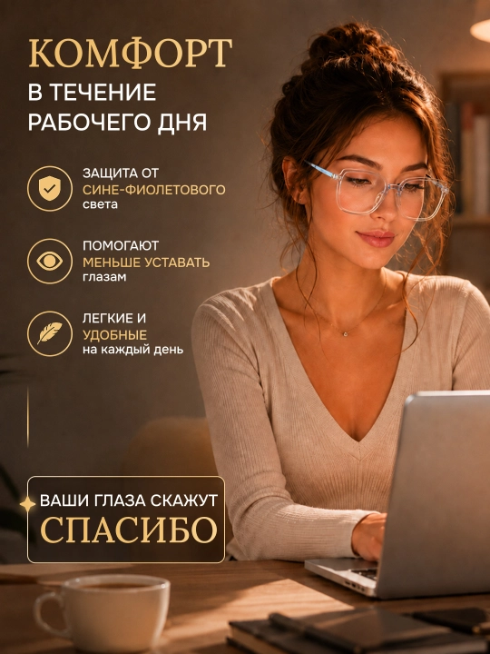 Очки для компьютера с защитой от синего света — антибликовые, для работы и комфорта