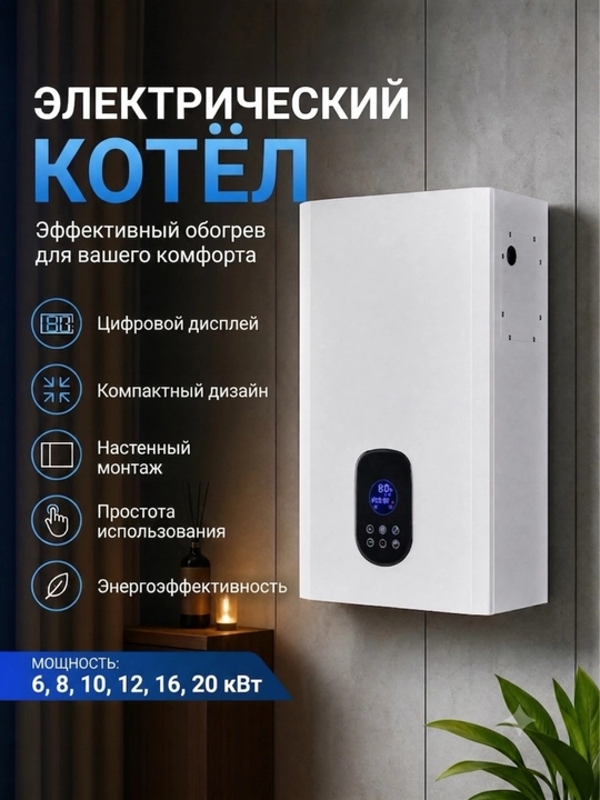 SMGGood отопительный котёл 6,8,10,12,16,20 кВт, с автоматическим управлением - 