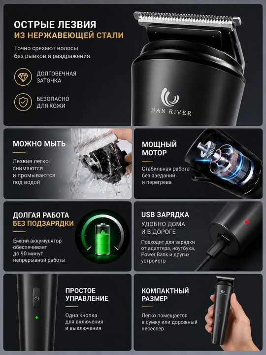 Триммер для волос и бороды, машинка для стрижки, станок VGR