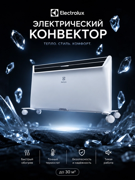 Electrolux ECH/AGI-2500 konvektor isitgichi, invertor, 25–30 m² uchun