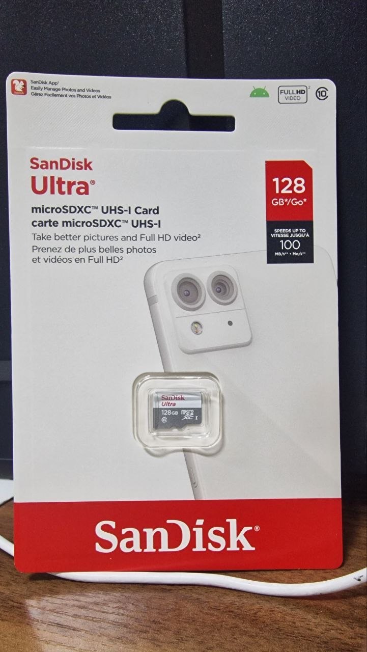 SanDisk Ultra microSD 16/64/128 GB xotira kartasi, A1, UHS-I, 100 MB/s gacha, fleshka
