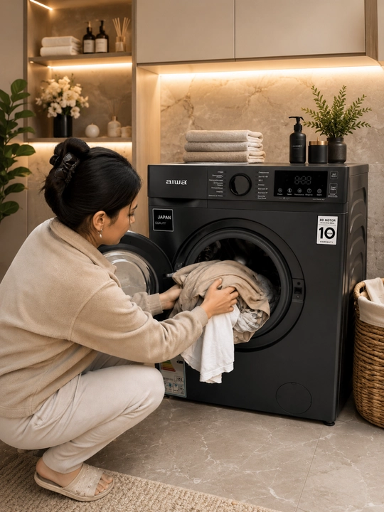 Aiwa inverter kir yuvish mashinasi, 8 kg, 1200 rpm, olddan yuklanadigan