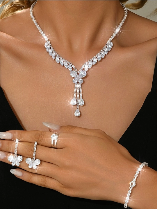 Taqinchoqlar nabor marjon/choker, bilaguzuk, ziraklar va uzuk 4 tasi 1