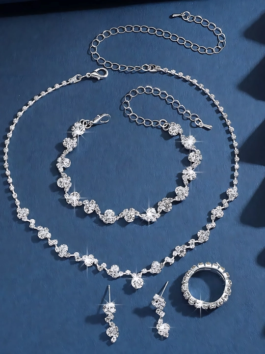 Taqinchoqlar nabor marjon/choker, bilaguzuk, ziraklar va uzuk 4 tasi 1
