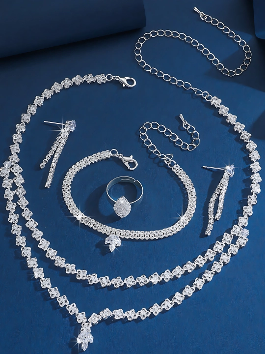 Taqinchoqlar nabor marjon/choker, bilaguzuk, ziraklar va uzuk 4 tasi 1