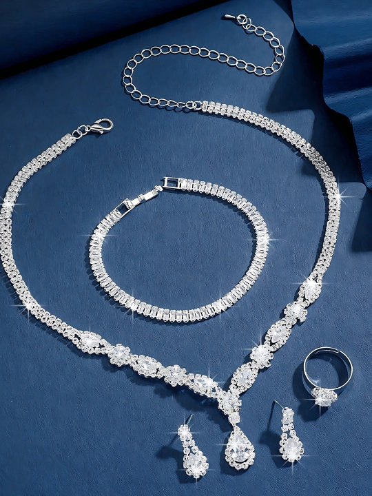 Taqinchoqlar nabor marjon/choker, bilaguzuk, ziraklar va uzuk 4 tasi 1
