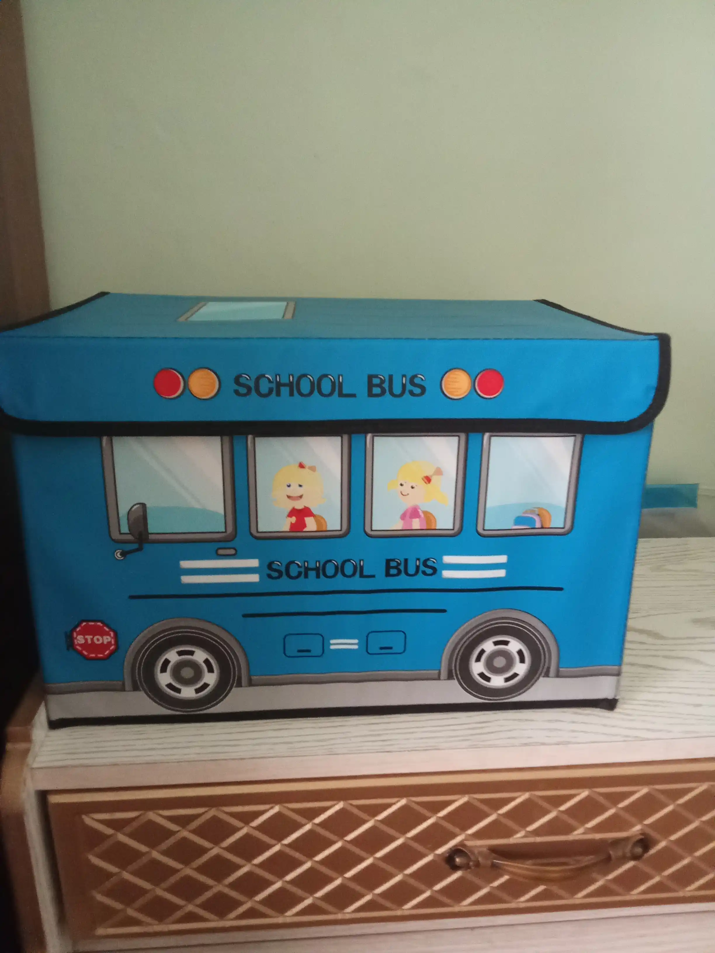Корзина для игрушек с крышкой автобус