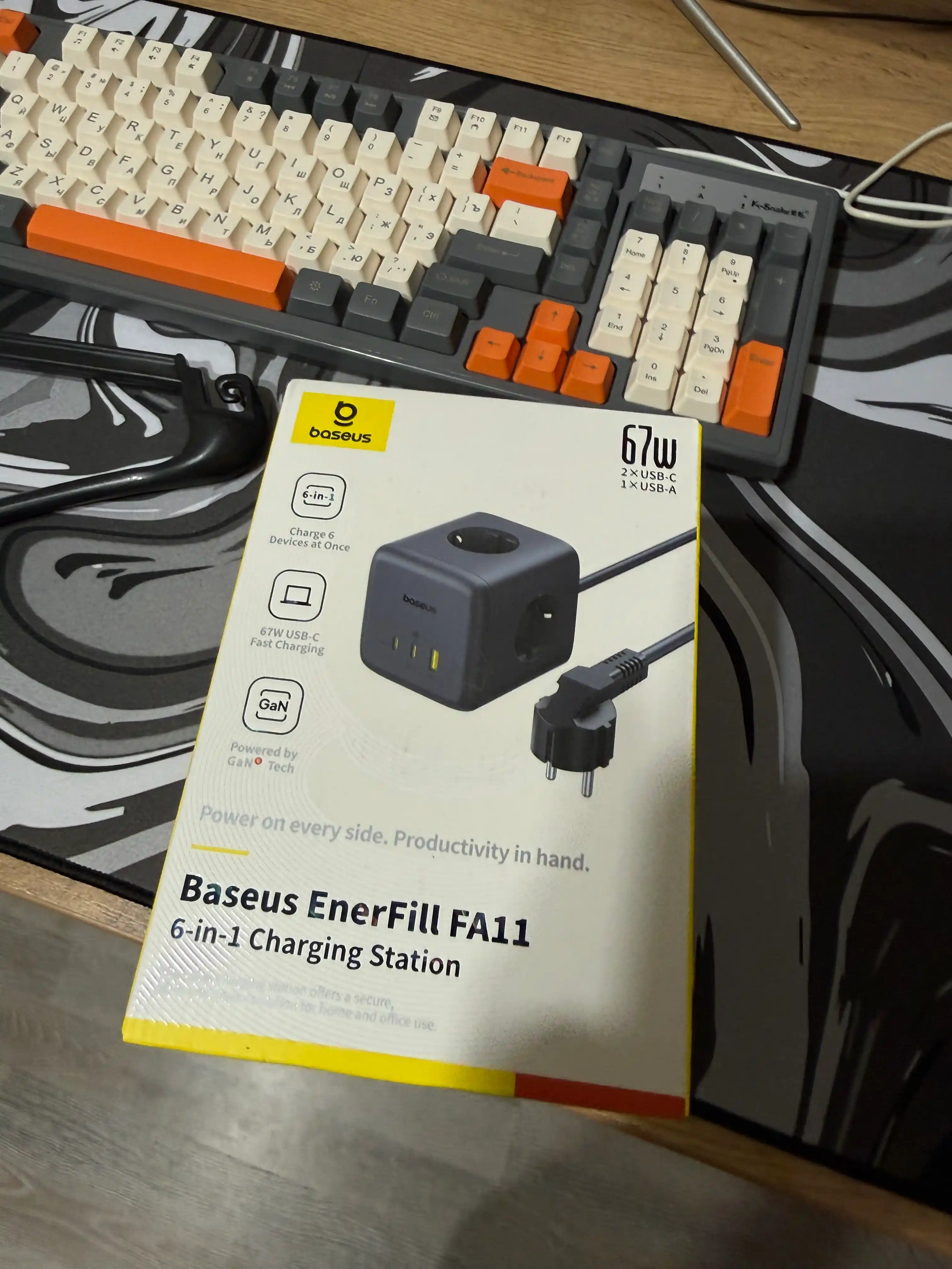 Зарядная станция Baseus EnerFill FA11 6 в 1, 67 Вт, GaN6, сетевой разветвитель куб