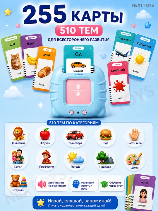 Обучающая игрушка для детей, смарт карточки английский язык