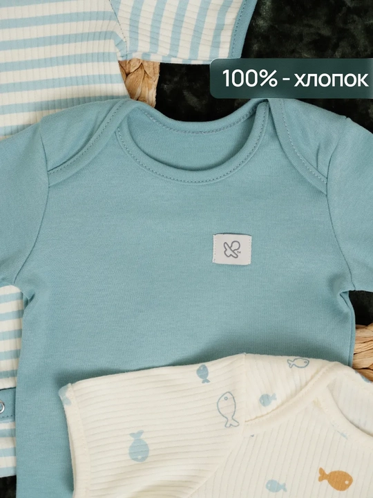 Боди для новорожденных / короткий рукав / хлопок 100% / Супер Пупс / набор 4 шт