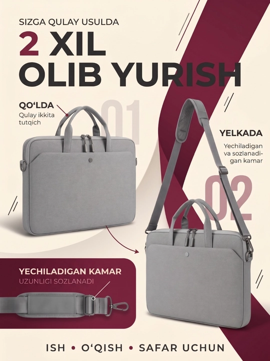 Erkaklar va ayollar uchun sumka, noutbuk, universitet talabalari va maktab uchun mos