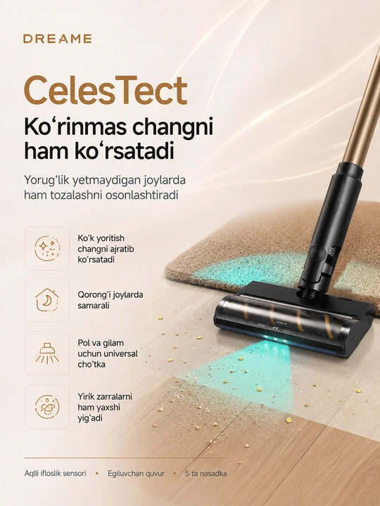 Беспроводной вертикальный пылесос Dreame Z40 TangleCut Flex+, 610 Вт, до 90 минут работы