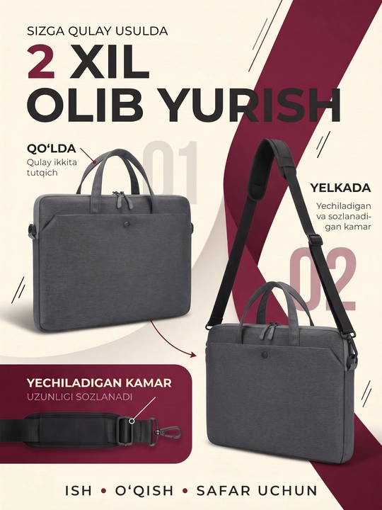 Erkaklar va ayollar uchun sumka, noutbuk, universitet talabalari va maktab uchun mos