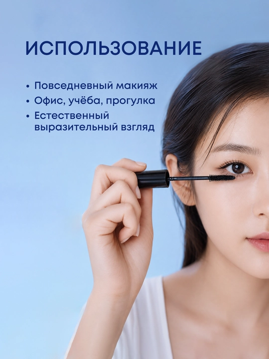 Тушь для ресниц OLLEE удлиняющая и объёмная, 8 г, для ежедневного макияжа