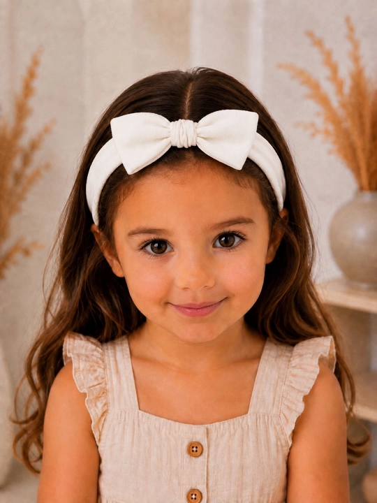 Набор муслиновых аксессуаров для девочек: повязка на голову и 2 заколки-бантики