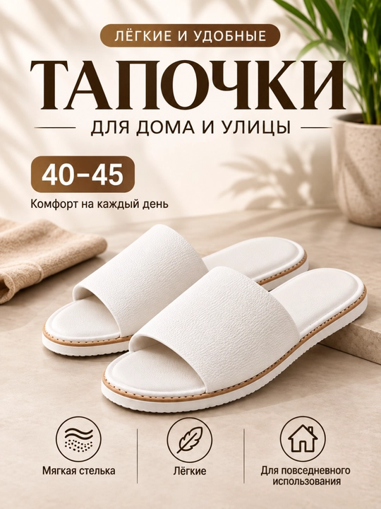 Erkaklar uchun yengil shippaklar, uy va ko‘cha uchun, 40–45 o‘lcham - 