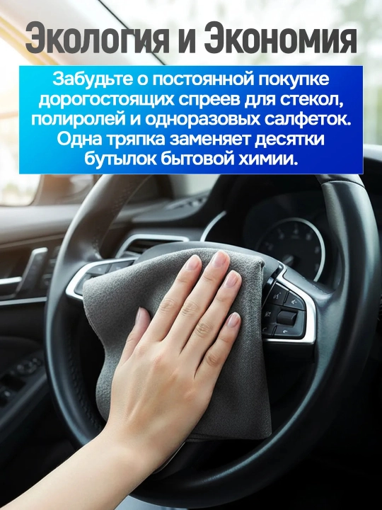 Тряпка из микрофибры для уборки, стекол, зеркал и окон без разводов, умная салфетка
