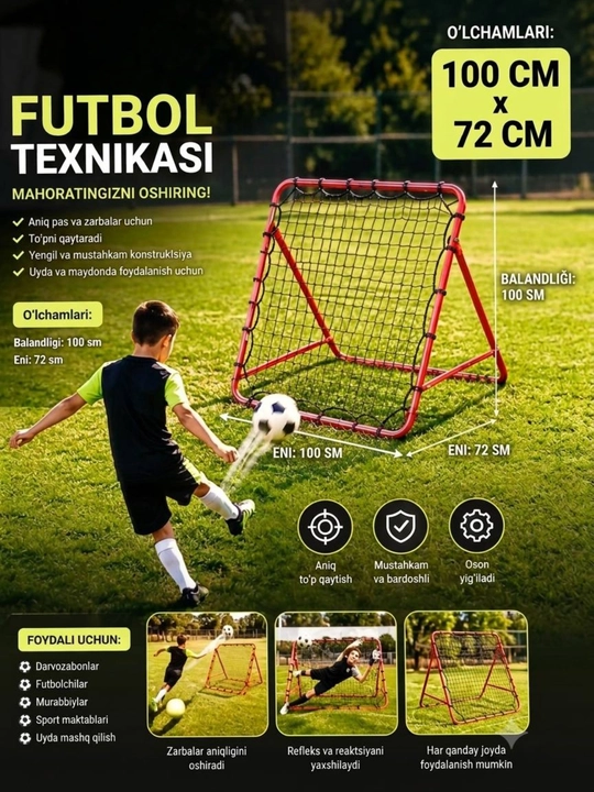 Futbol texnikasi uchun rebounder – har bir futbolchi uchun ideal mashg’ulot anjomi - 
