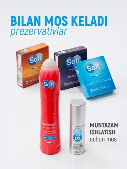 Soft uzoq muddatli yaqinlik to‘plami: uzaytirgich va qulupnayli lubrikant