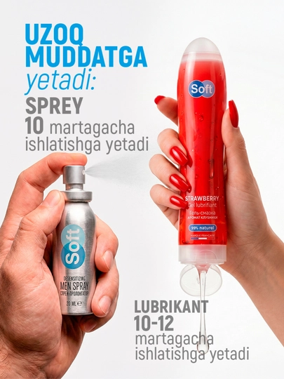 Soft uzoq muddatli yaqinlik to‘plami: uzaytirgich va qulupnayli lubrikant