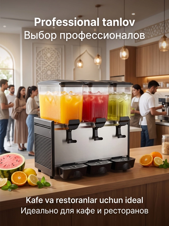 3×15L sharbat sovutgich issiq va sovuq ichimlik apparati kafe uchun