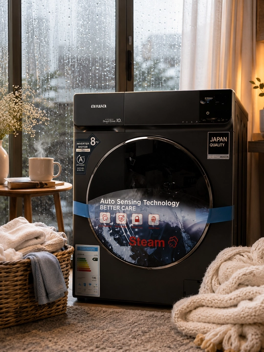 AIWA kir moshina Inverter Direct Drive Steam kir yuvish mashinasi, 8 kg