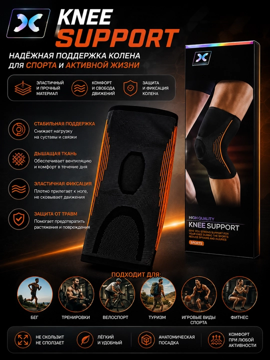 Спортивный фиксатор коленного сустава Knee Support - 