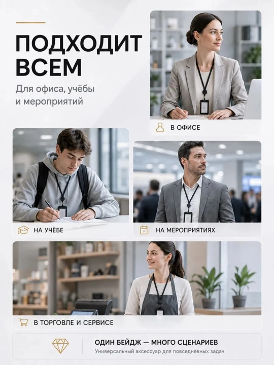 Бейдж с ретрактором и лентой, держатель для пропуска, ID карты, карточки сотрудника