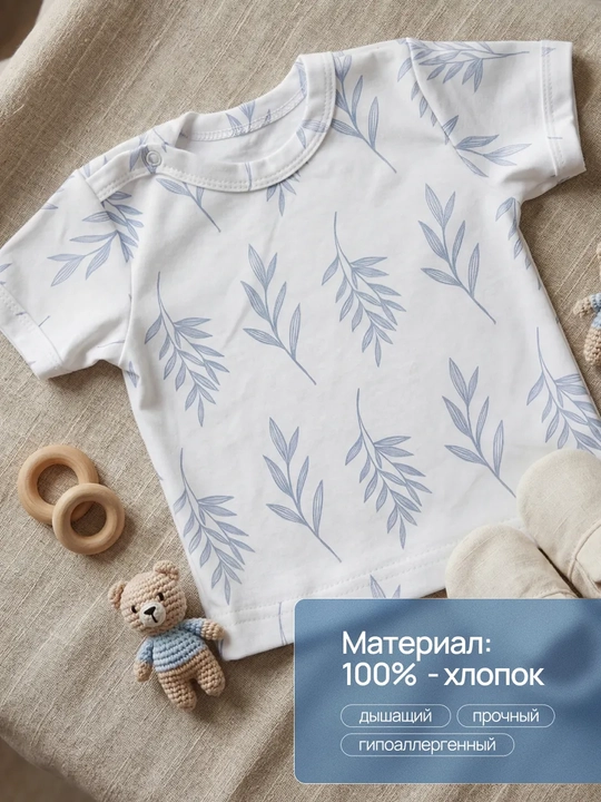 Футболки для новорожденных, набор 3 шт, 100% хлопок, Супер Пупс