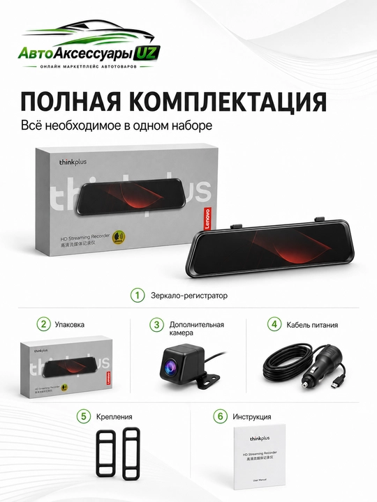Lenovo Thinkplus HD ovozli boshqaruvli videoregistrator-oyna