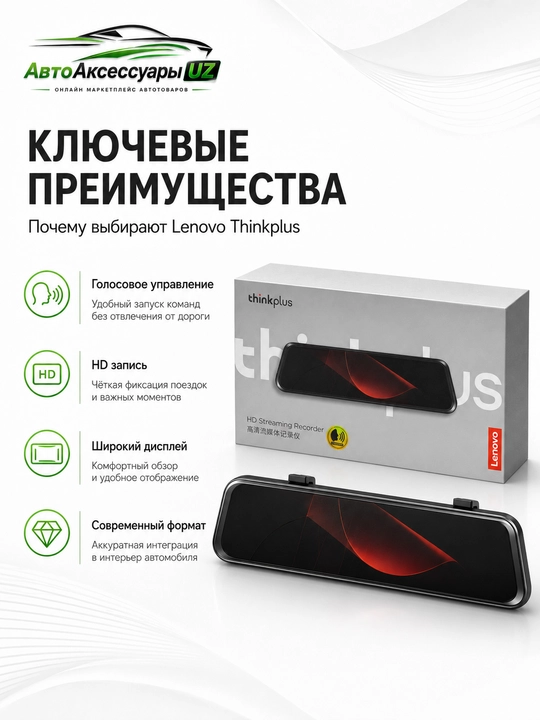 Lenovo Thinkplus HD ovozli boshqaruvli videoregistrator-oyna