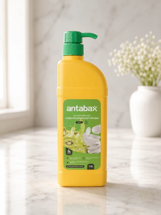Antabax idish yuvish vositasi 1,3 l dozatorli, Mango va Kivi hidli konsentrat - 