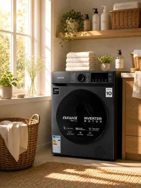 AIWA inverterli avtomatik kir yuvish mashinasi, 8 kg, 1200 ayl/min