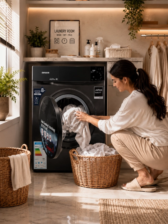 AIWA Inverter Direct Drive 8 kg Steam kir yuvish mashinasi, kulrang