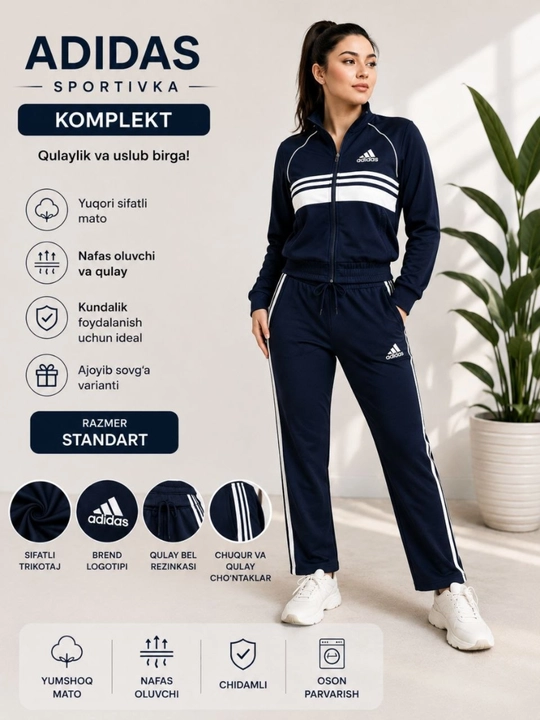 Ayollar kiyimi, ayollar sport kostyumi, sport va sayr uchun, standart ulcham 44-48 - 