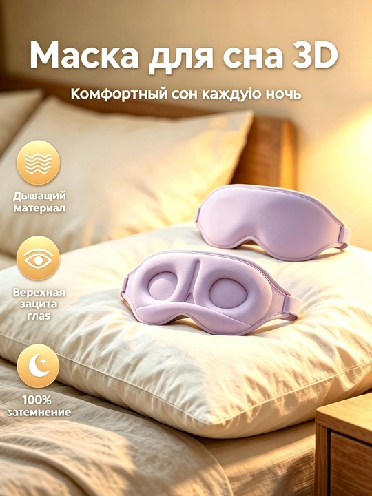 Маска для сна 3D, дышащая повязка на глаза
