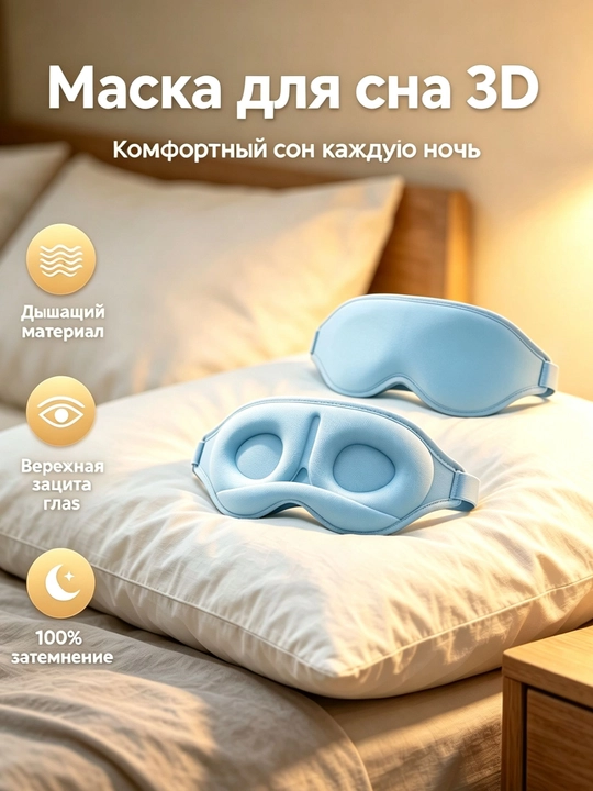 Маска для сна 3D, дышащая повязка на глаза