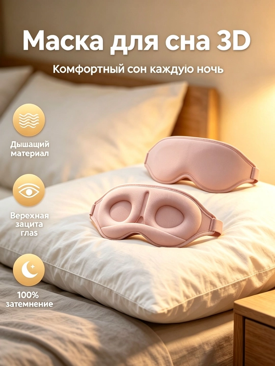 Маска для сна 3D, дышащая повязка на глаза