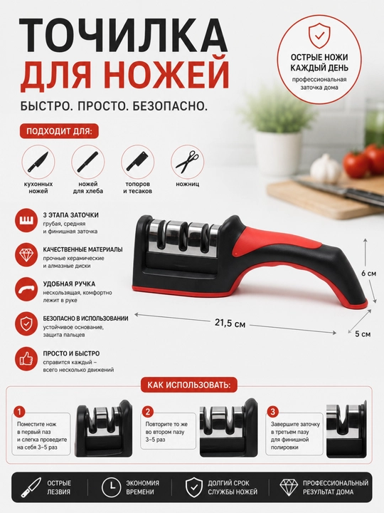 Точилка для ножей 21.5 * 6 * 5 см - 